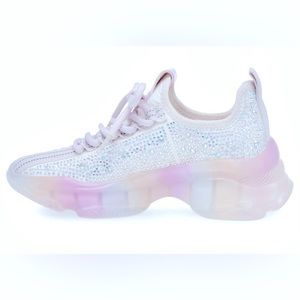 Steve Madden  size 5 white chrome bling sneakers.